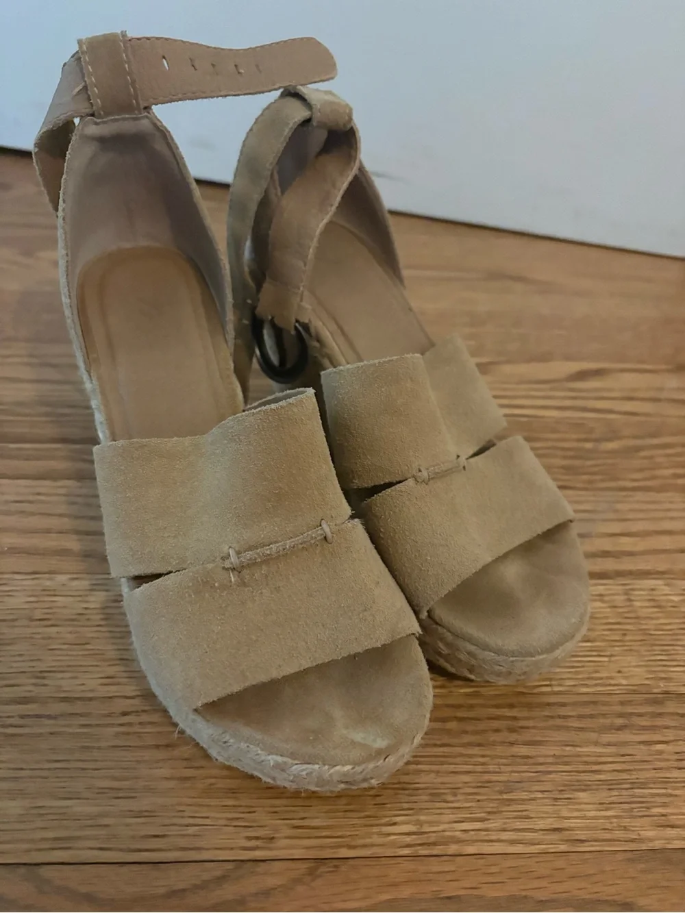 Women’s Tan Suede Espadrille Wedge Sandals